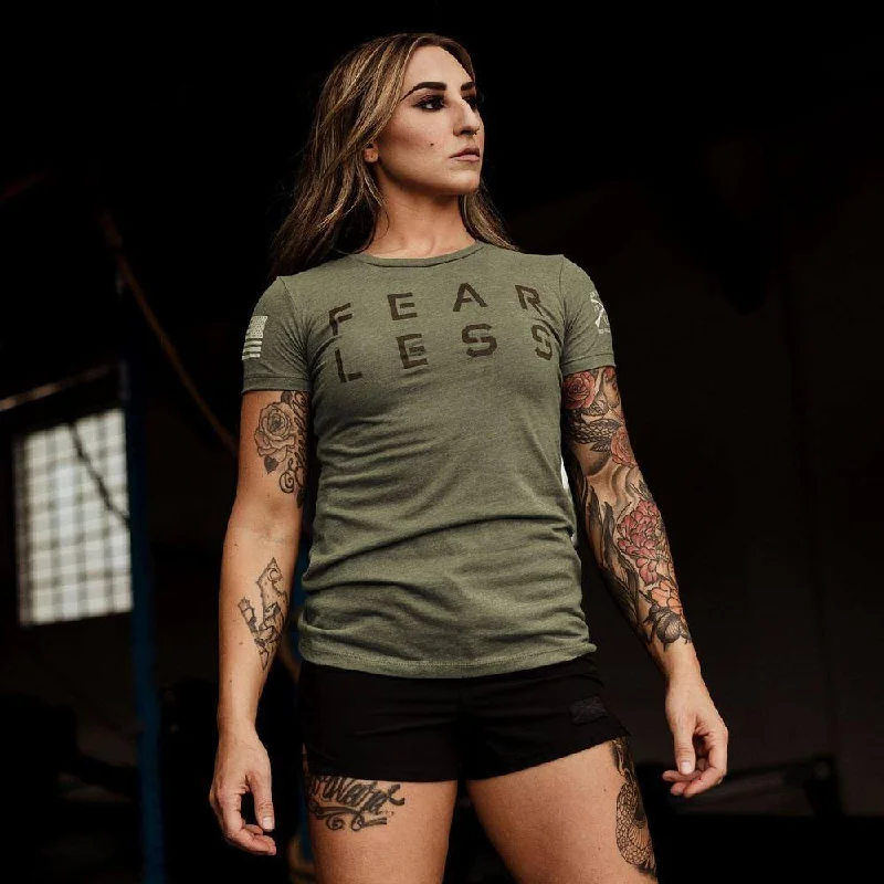 Stylish Women's Garments Women's Fear Less Training T-Shirt- Military Green