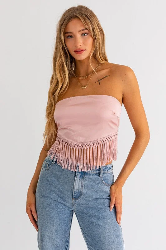 Chic & Modern Sales Rosewater Fringe Top - Medium - Final Sale