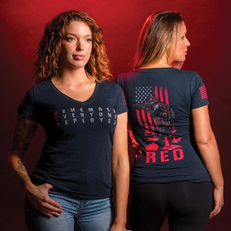 Popular Collection Women's RED Friday V-Neck - Midnight Navy