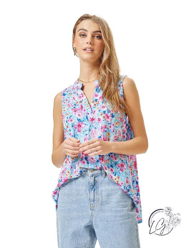 Street Style Discounts Blue Floral Lizzy Tank Top