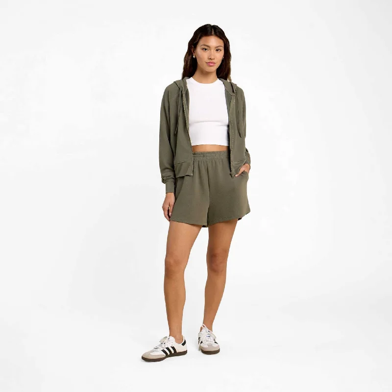 Stylish Women's Outerwear Apparel Sporty Waffle Short | Olive