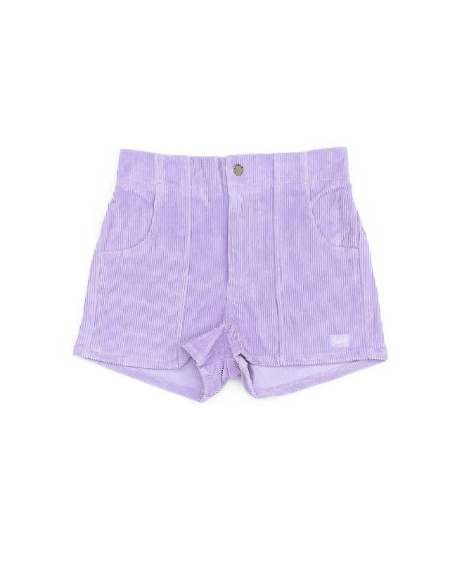 Statement Fashion Offers Women's Retro Corduroy Shorts In Powder Purple