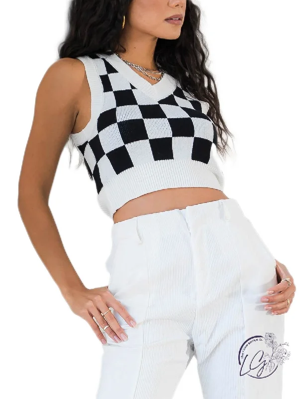 Fashion-Forward Offers Cropped Checkered Vest Top