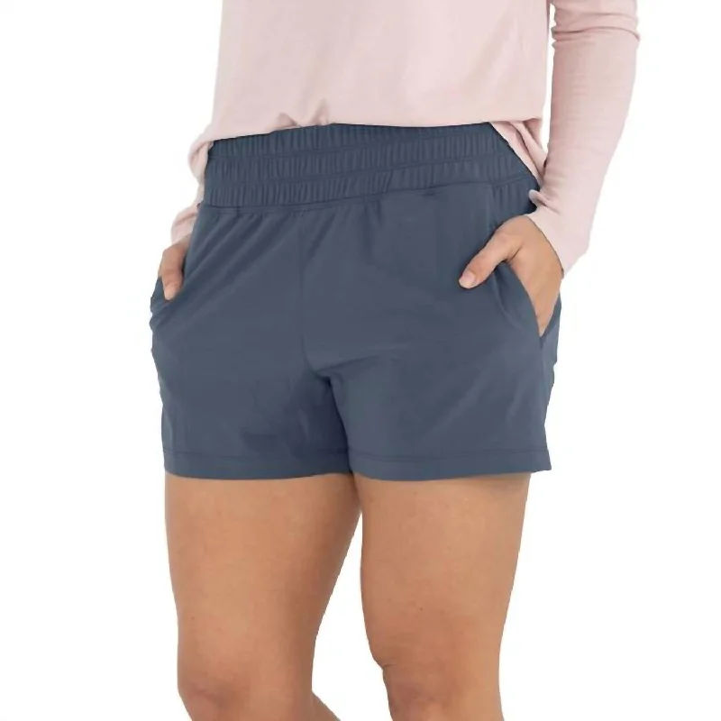 Trendy Athleisure Clothing For Women W Pull-On Breeze Short In Blue Dusk