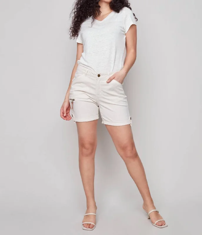 Women's Clothes And Apparel Mid Rise Relax Short In Natural