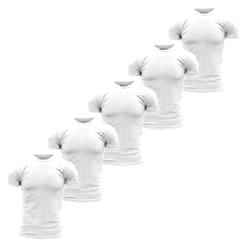 Big Discounts Basic T-Shirts - White - 5 Pack