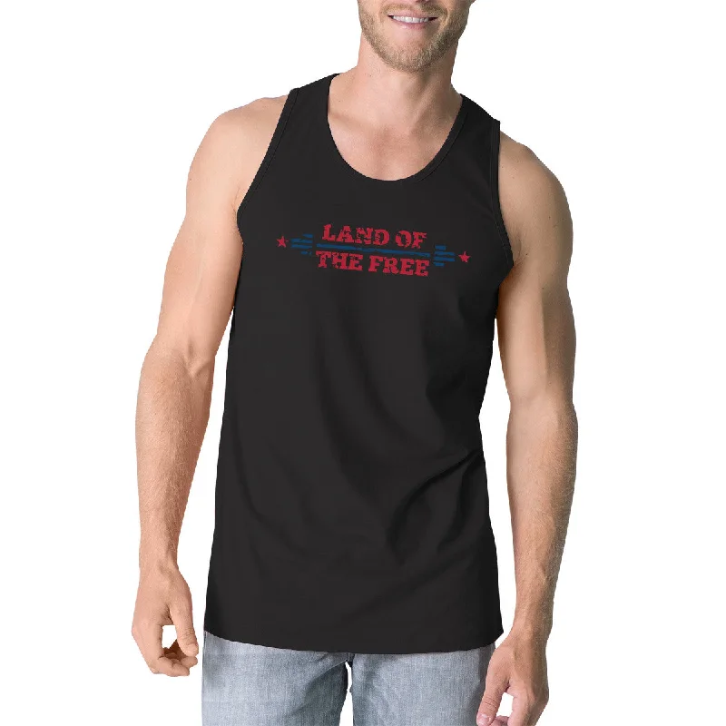 Flash Sale Fever Land Of The Free Mens Black Sleeveless T-Shirt Crewneck Cotton Tank