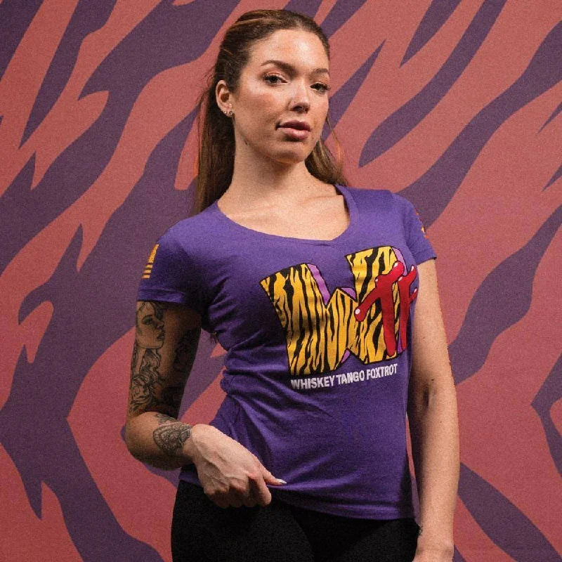 Fall Sale, Prices Drop Women's WTF Television V-Neck - Purple Rush