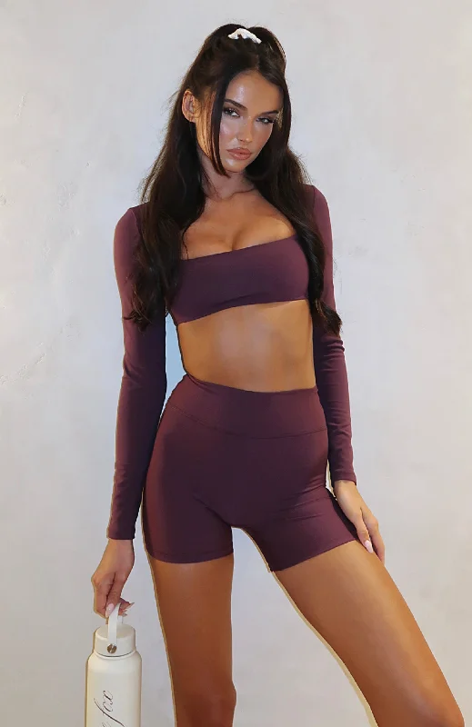 Women's Activewear Outfit Keep Up High Waisted Shorts 4" Plum