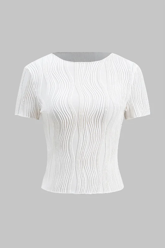 Women's Clothing Sets Textured Short Sleeve T-Shirt