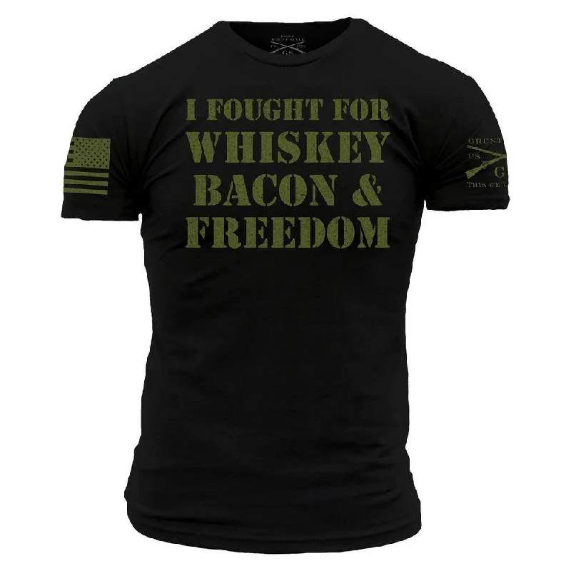 Women's Casual Wear Outfit I Fought For Whiskey, Bacon & Freedom T-Shirt - Black