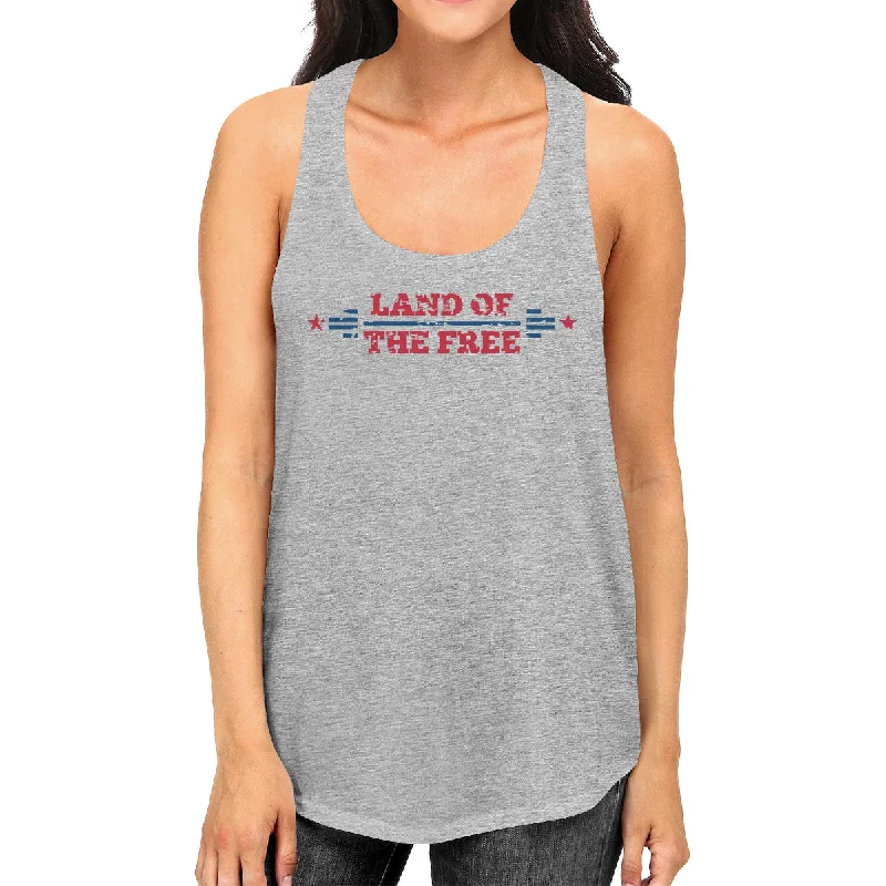 Women's Clothing For Travel Land Of The Free Womens Gray Crewneck Tank Top 4th Of July Gift