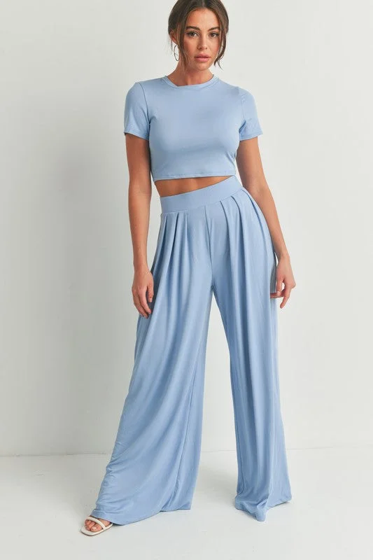 Luxury Fashion Discounts Double Dare Top & Wide Leg Palazzo Pant Set