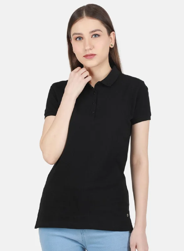 Women's Trendy Apparel Women Black Solid T-Shirt