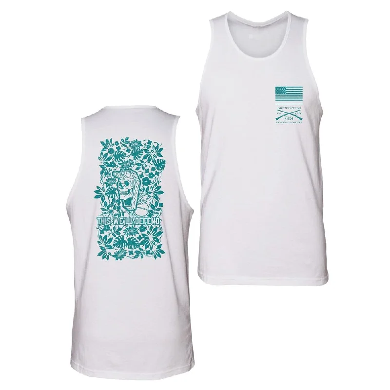 Women's Wardrobe Apparel Tropical Death Aqua Tank - White