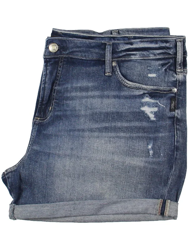 Women's Comfortable Garments Plus Womens Mid-Rise Distressed Denim Shorts