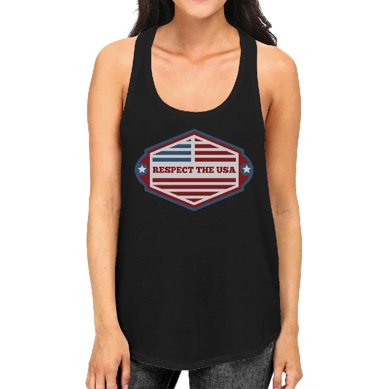 Chic Style Discounts Respect The USA Womens Black Sleeveless Tee Funny 4th Of July Tanks