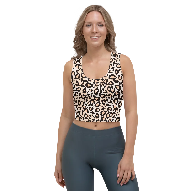 Exclusive Discounts Leopard Cream Crop Tank Top