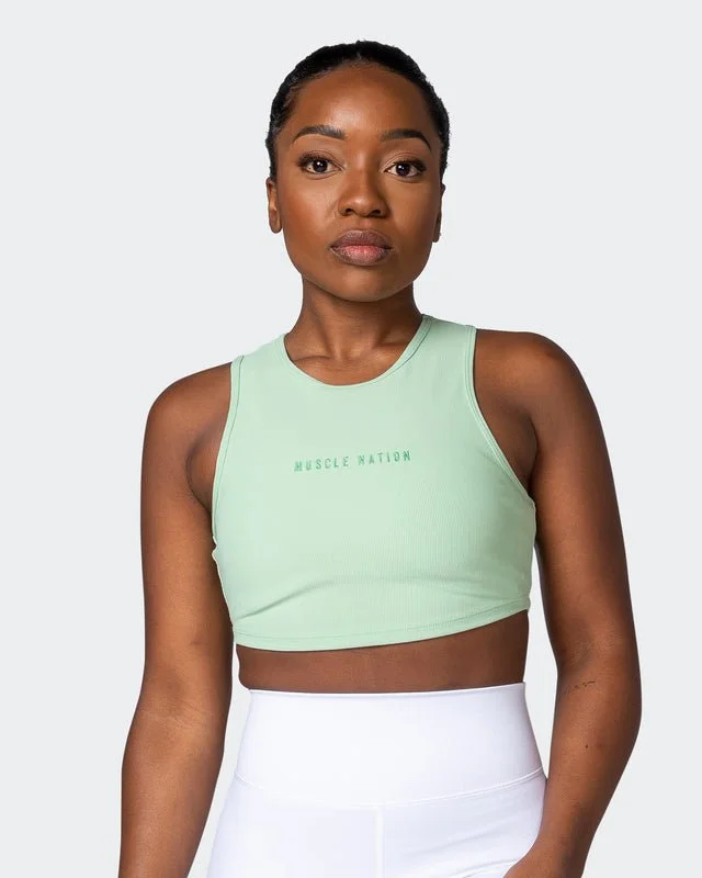 Affordable Trendy Clothes For Women Off Duty Rib Cropped Tank - Pastel Green