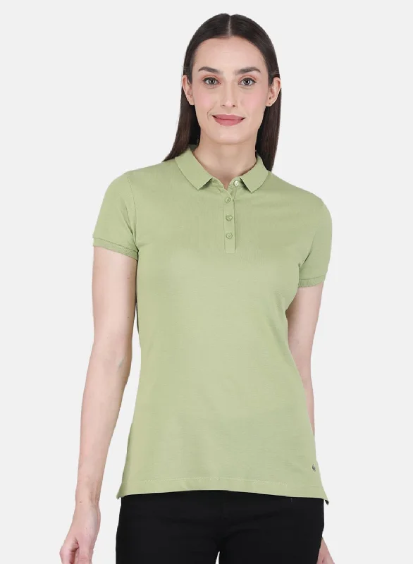 Charming Women's Holiday Apparel Women Green Solid T-Shirt