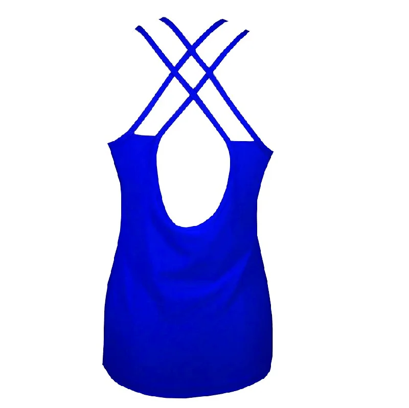 Stylish Women's Garments TK26 Electric Blue X Sports Tank Top