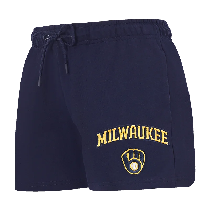 Chic And Trendy MLB MILWAUKEE BREWERS CLASSIC WOMEN'S FLEECE SHORT (MIDNIGHT NAVY)