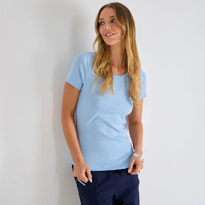 New Styles Just In Ladies Chambray Blue Crew Neck T-Shirt