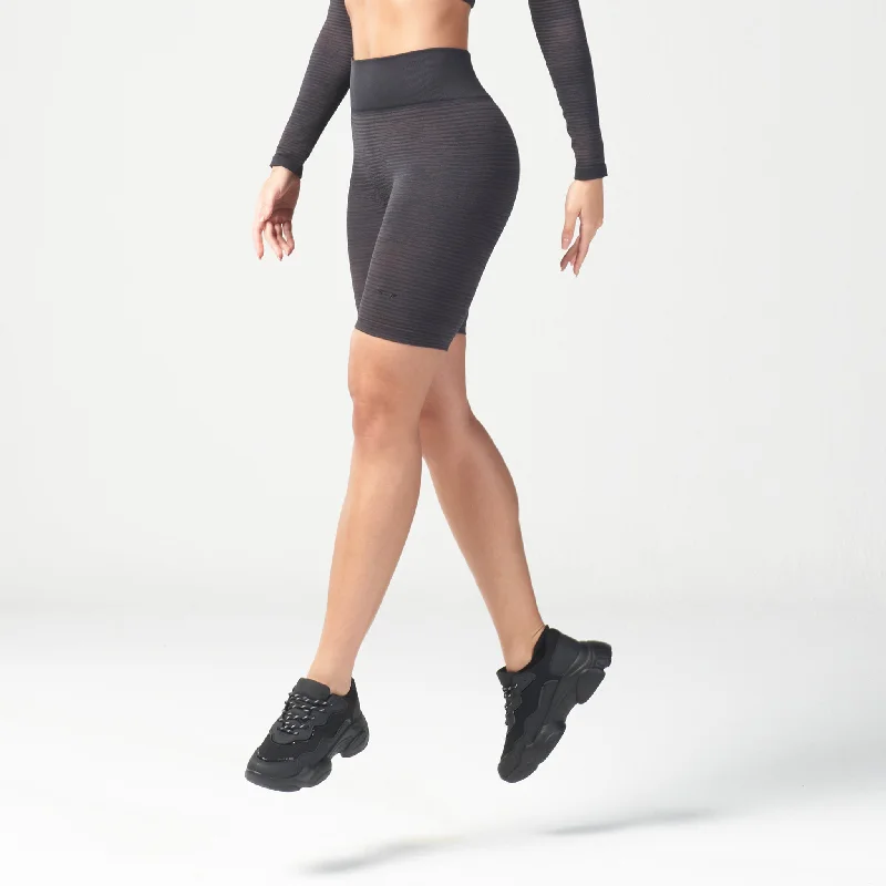 Women's Party Outfit Infinity Stripe Seamless Shorts - Black