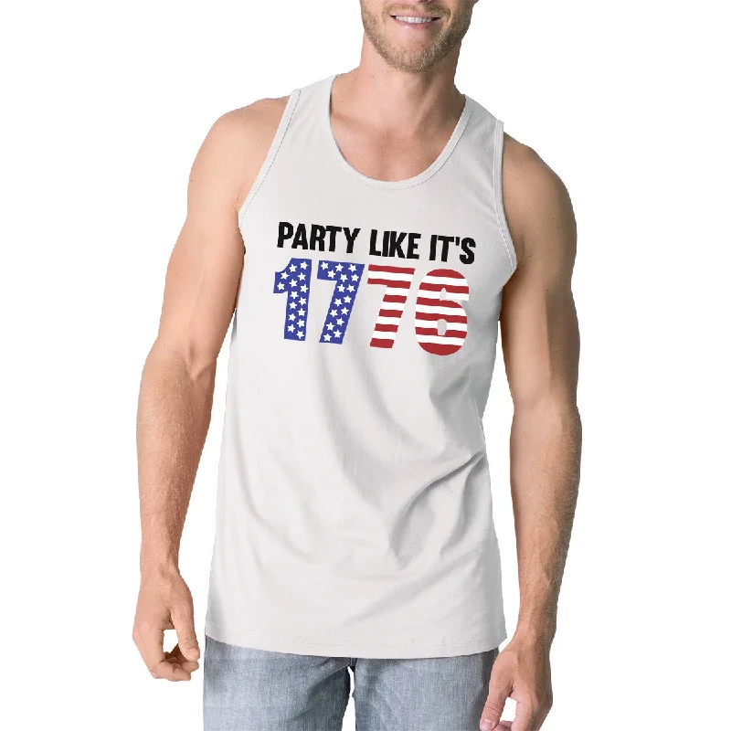 Fashion Forward Femininity Party Like It's 1776 Funny 4th Of July Mens White Cotton Tank Top