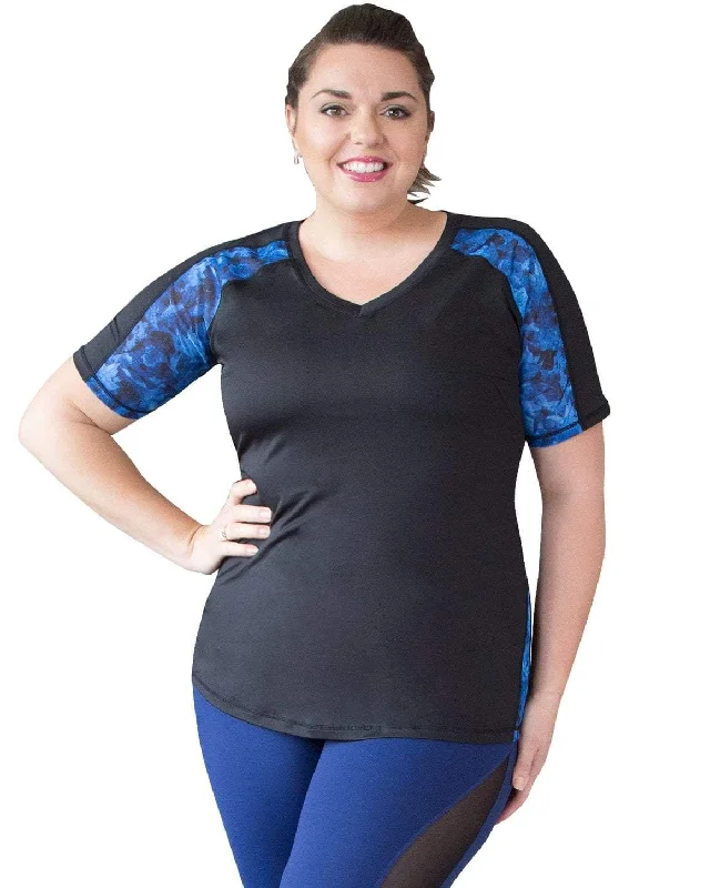 Sustainable Women's Clothing Spirit Short Sleeve Top - Black/Blue