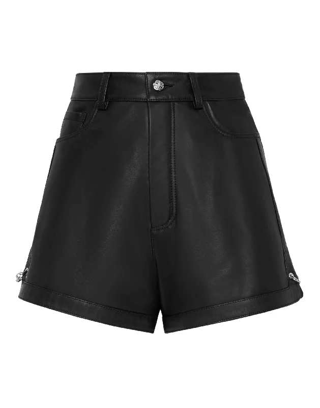 Avant-Garde Style Promotions Leather Shorts Pants Pins