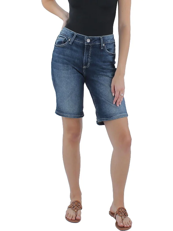 Women's High-Fashion Garments Womens Mid Rise Cuffed Bermuda Shorts