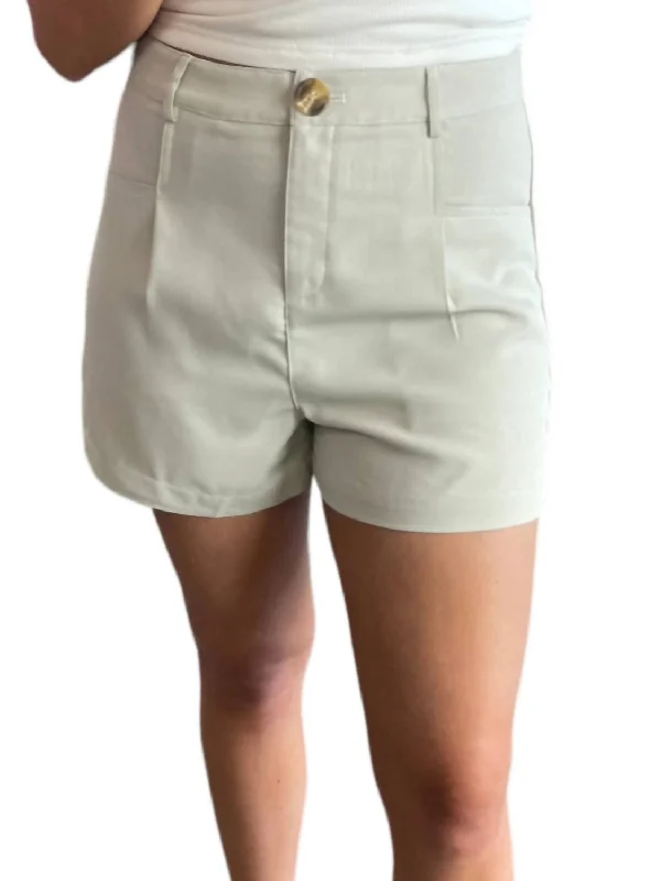 Women's Formal Event Clothing Front Pleated Shorts In Natural