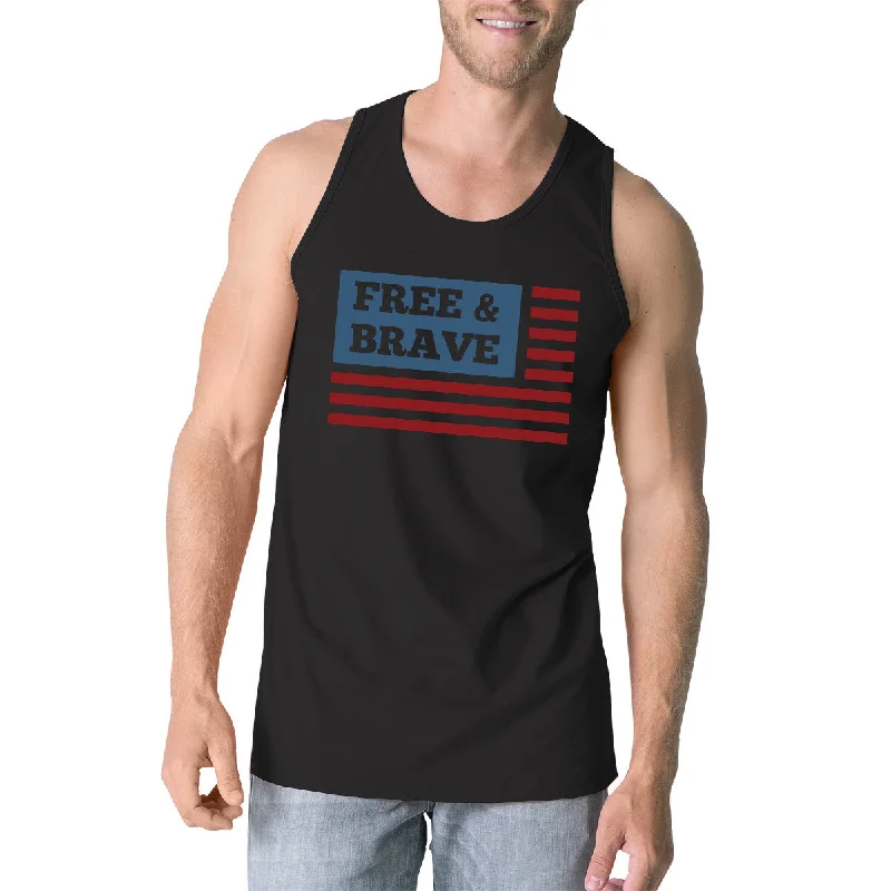 You'Ll Love Us Because Free & Brave Us Flag Mens Black Funny Graphic Tanks Crewneck Line