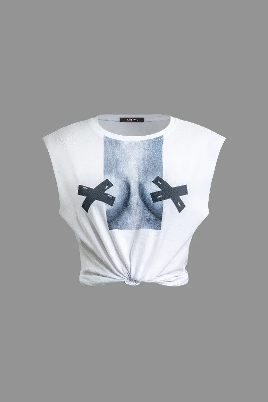 High-End Style Discounts Body Print Sleeveless T-shirt