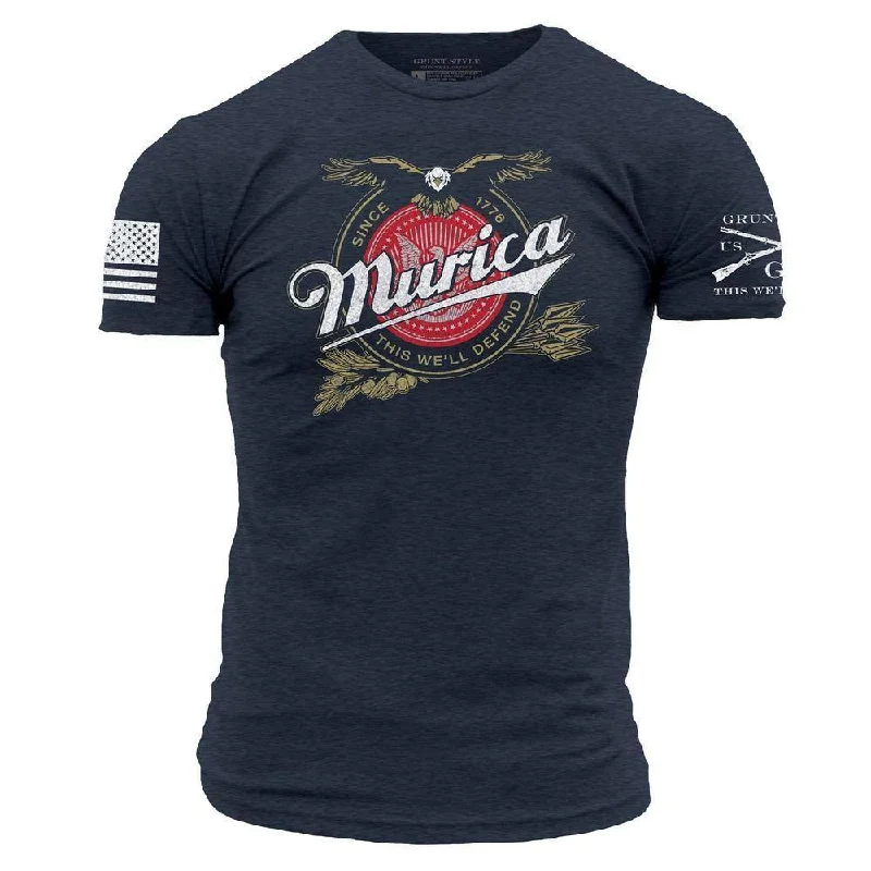 Affordable Trendy Clothes For Women Murica Brewing T-Shirt - Midnight Navy