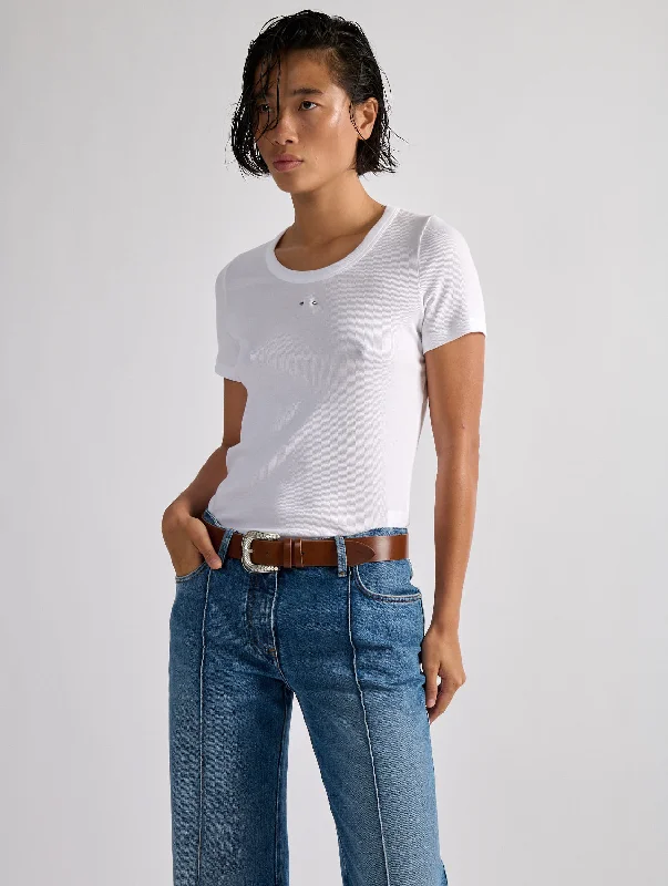 Women's Outdoor Activity Garments White ribbed jersey tee-shirt