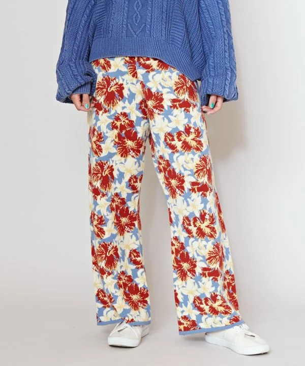 Stylish Women's Outerwear Apparel Floral Pattern Easy Pants