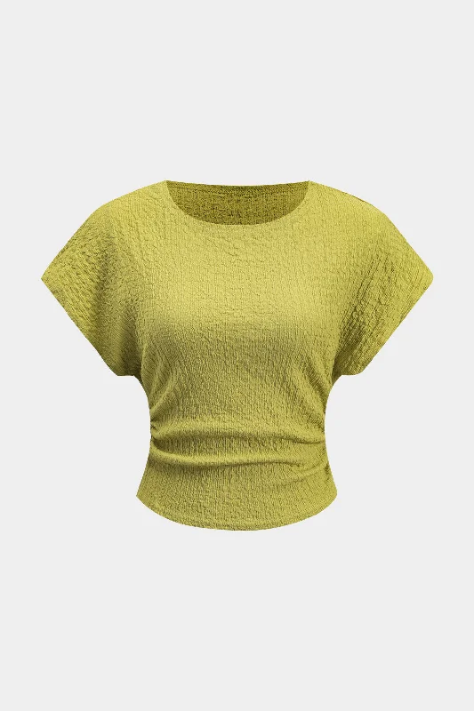 Women's Clothing For Work Textured Short Sleeve T-Shirt