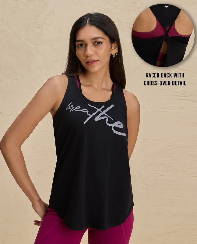 Sustainable Women's Clothing Nykd By Nykaa Summer Essential Cotton Slub Longline Tank -NYAT034-Jet Black