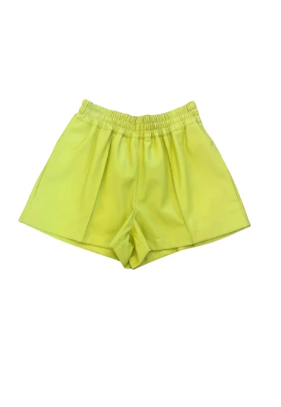 Women's Luxury Apparel Faux Leather Shorts In Green