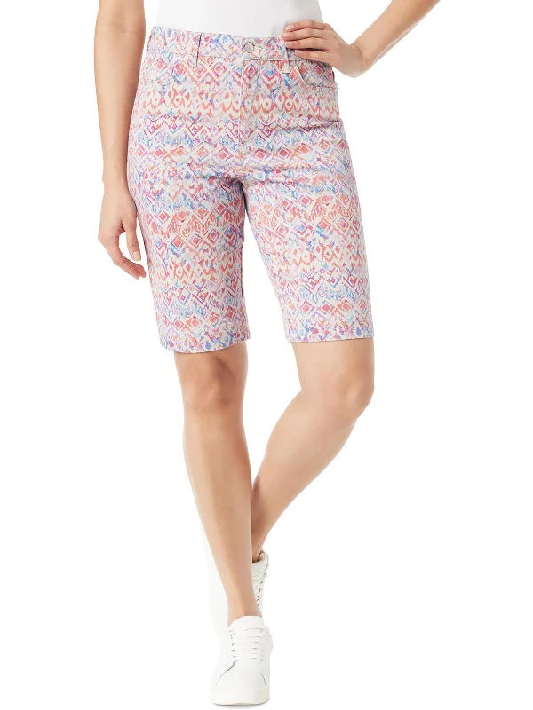 Women's Plus-Size Garments Womens Printed Midi Bermuda Shorts