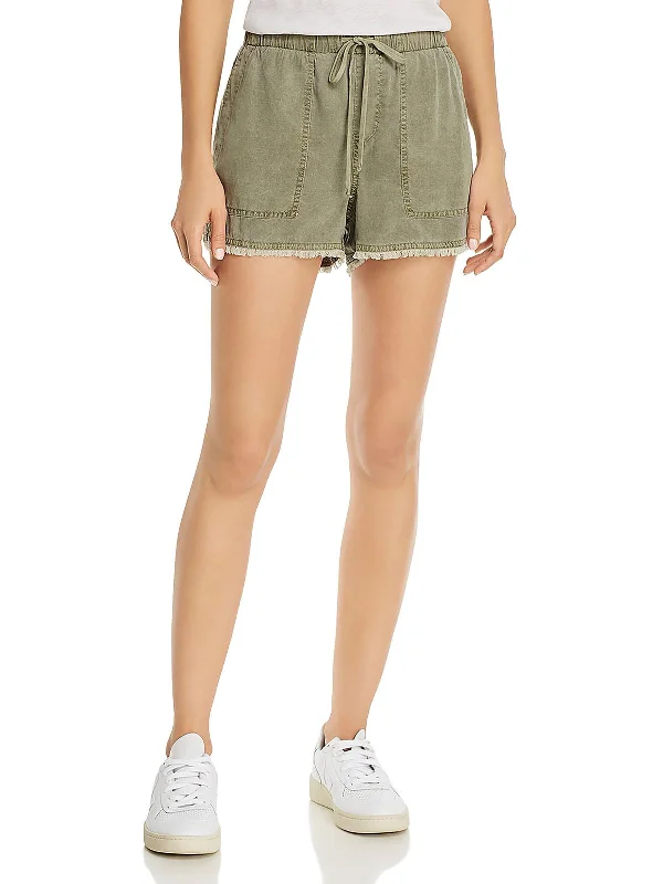 Contemporary Chic Promotions Womens Tencel Frayed Hem Casual Shorts