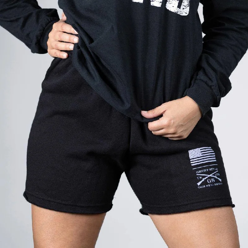 Women's Chic Outerwear Outfit Women's R&R Fleece Shorts - Black