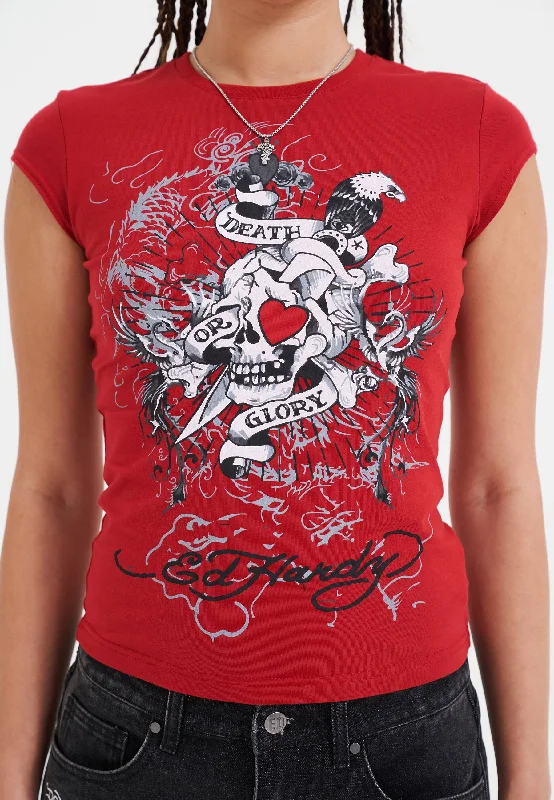 Timeless Style Promotions Womens Death Or Glory Love Cap Sleeve T-Shirt Top - Red