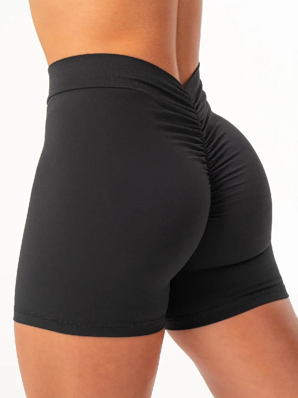 Women's Stylish Professional Garments NKD V Scrunch Shorts - Black