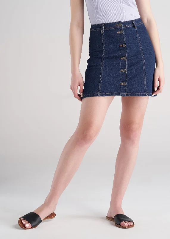 Charming Everyday Clothing For Women Women's Tall Button Up Denim Skirt in Washed Indigo Blue