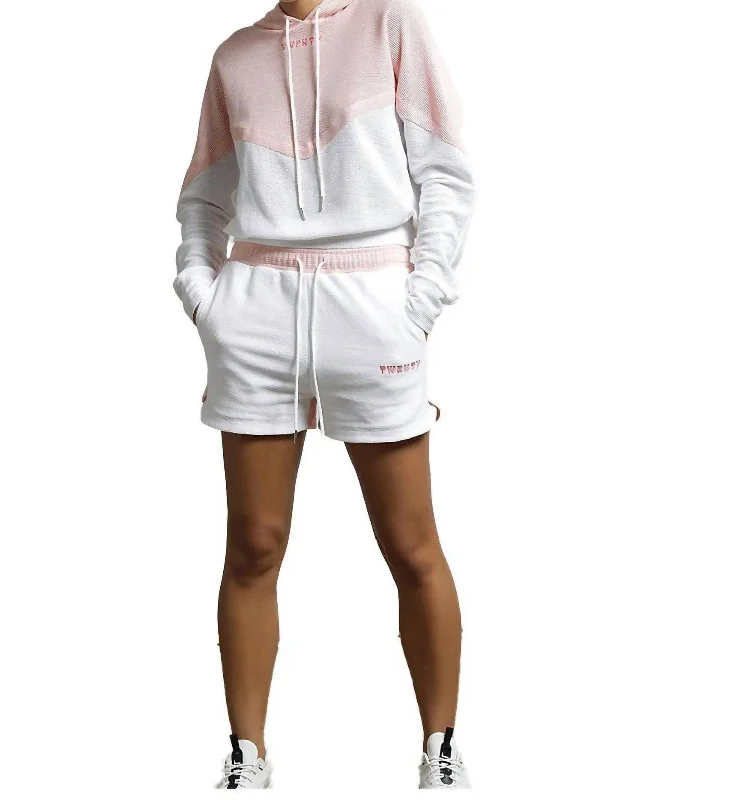 Women's Everyday Apparel Breathe Mesh Color Block Shorts In Flamingo/white