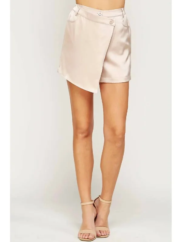 Women's Vintage-Inspired Clothing Satin Wrap Skort In Taupe