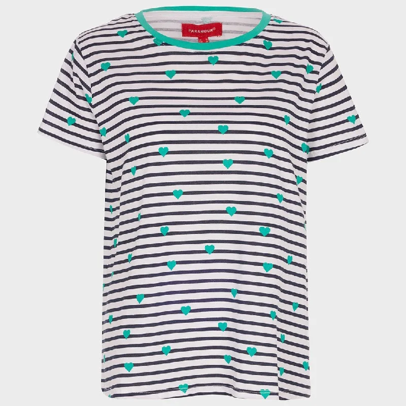 Stupidly Low Prices Stripe Heart T-Shirt Jade